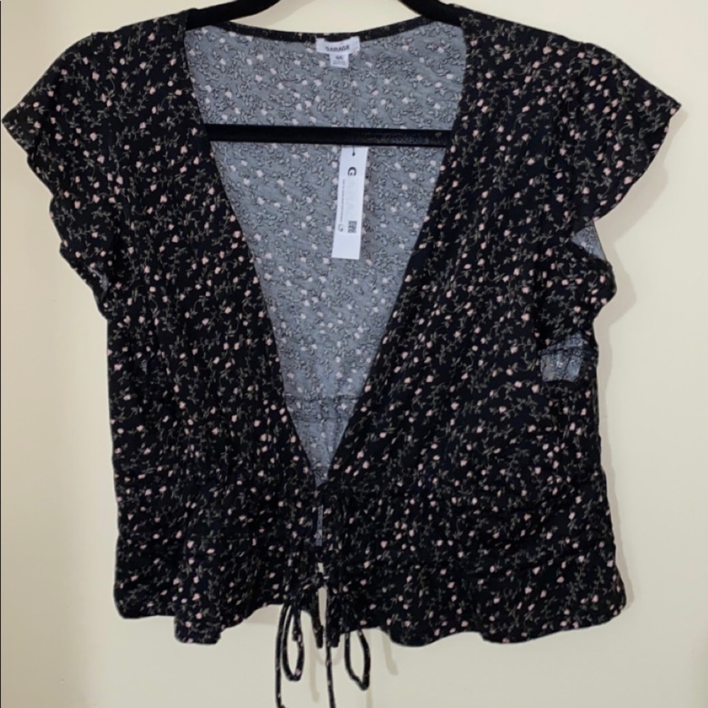 Garage Tie-Front Ruched Tee